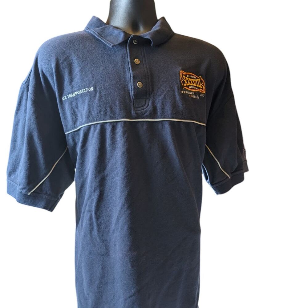 Reebok Golf Super Bowl XXXVIII Polo Shirt Mens XXL NFL Transportation Navy